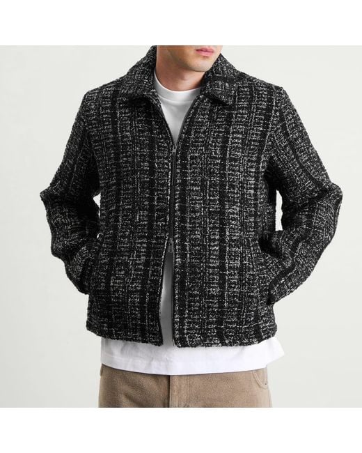 Percival Black Ingelo Zip Wool Boxy Jacket for men
