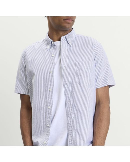 Beams Plus White Button Down Short Sleeve Shirt for men