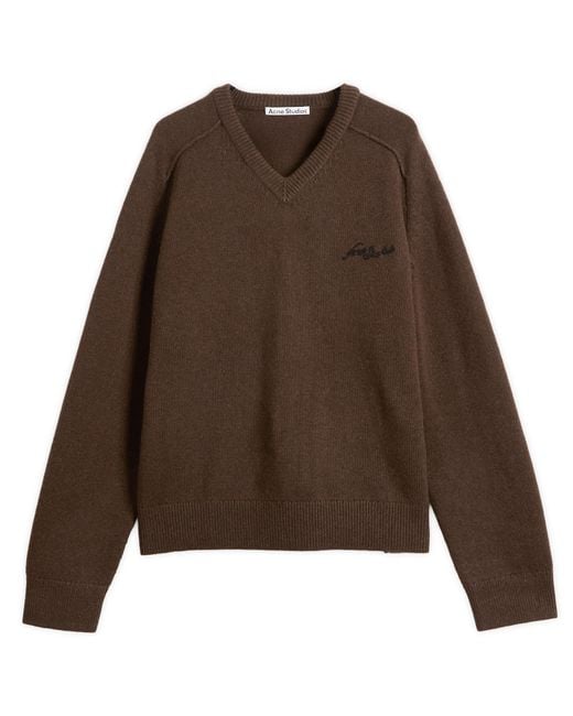 Acne Brown Kaybe Richard Yak V Neck Jumper for men