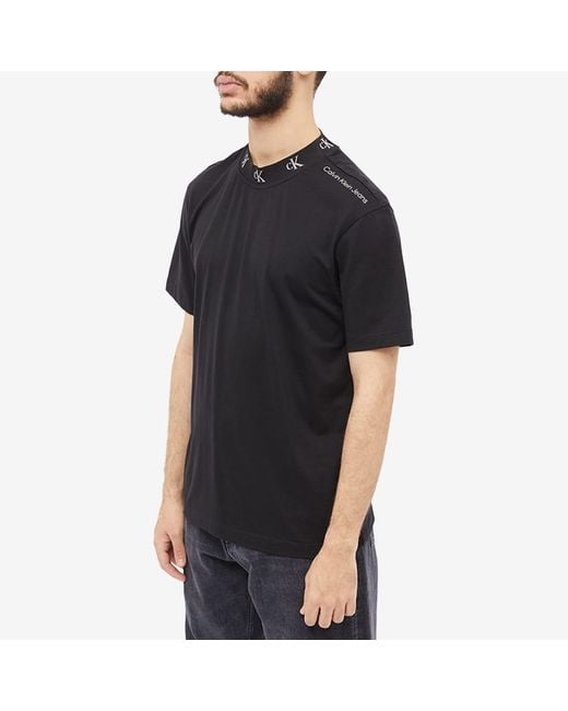 Calvin Klein Logo Jacquard T-shirt in Black for Men