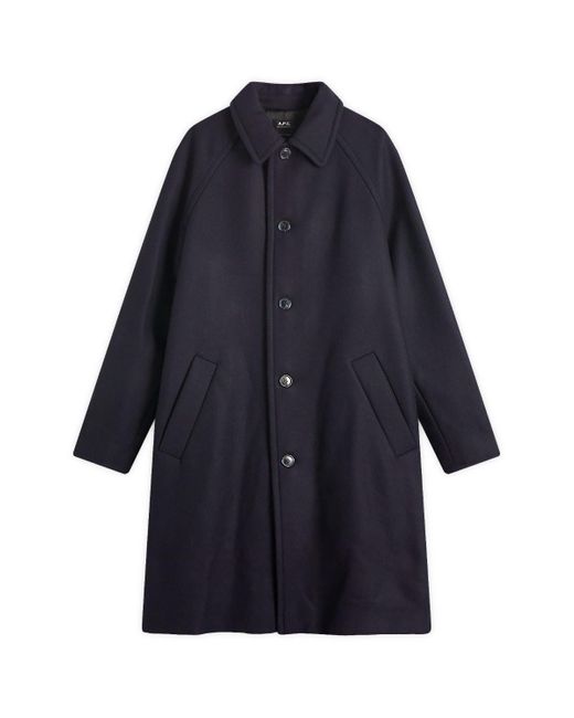 A.P.C. Blue Gaston Wool Overcoat for men