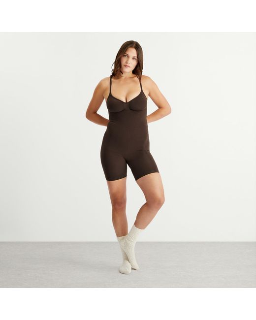 Skims Brown Seamless Sculpt Bodysuit Mid-Thigh
