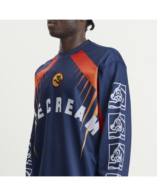 ICECREAM Blue Moto Racer Ls Mesh Shirt for men
