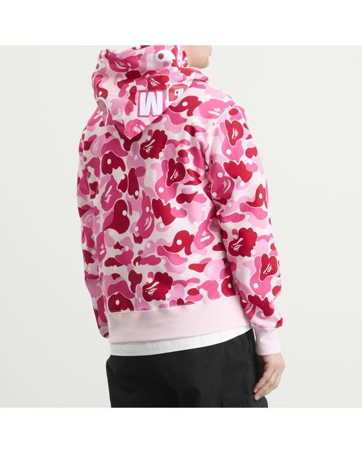 A Bathing Ape Pink Abc Dot Shark Zip Hoodie for men