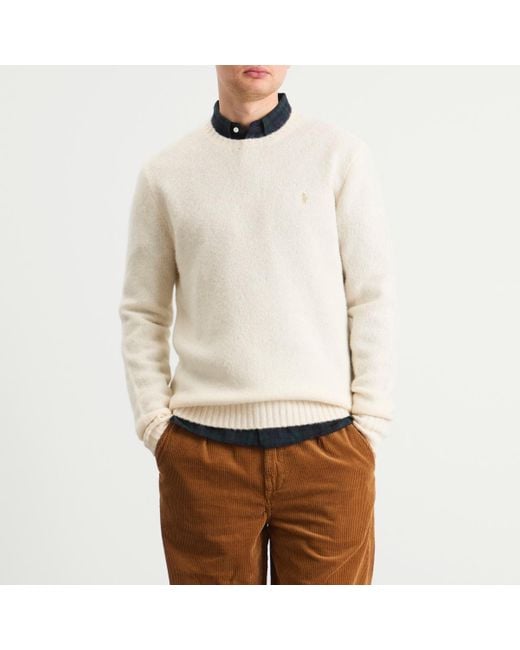 Polo Ralph Lauren White Brushed Shetland Knit Jumper for men
