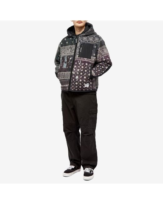 Neighborhood Black Bandana Pattern Fleece Jacket for men