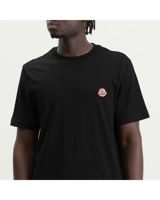 Moncler Black Cotton Logo T-Shirt for men