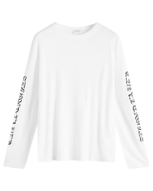 Second/Layer White Destroyed Skate Wave Long Sleeve T-Shirt for men