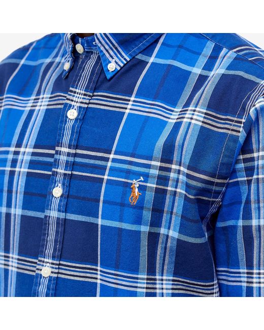 Polo Ralph Lauren Blue Check Oxford Button Down Shirt for men