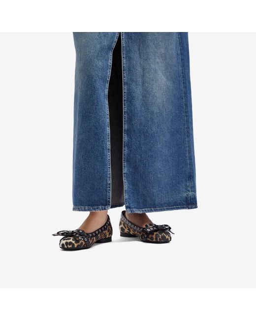Ganni Eyelets Bow Ballerina | Lyst