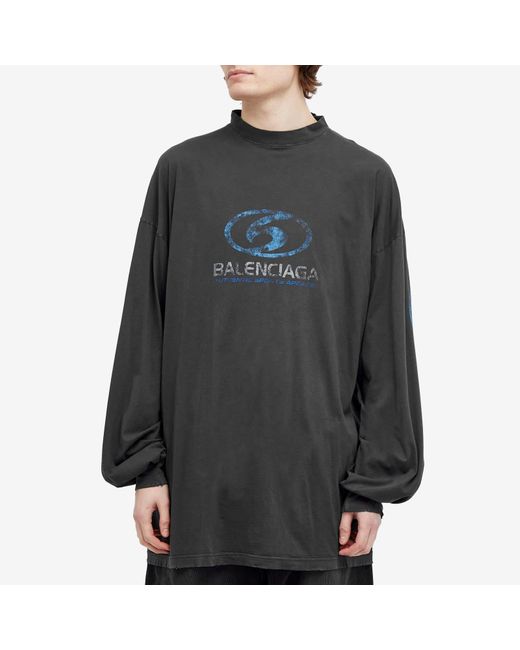 Balenciaga Gray Surf Logo Longsleeve T-Shirt for men