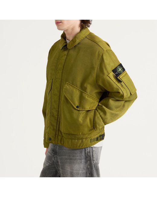 Stone Island Green Dense Oxford Nylon-Tc Bomber Jacket for men