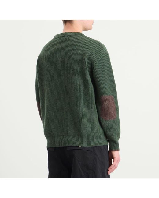 FRIZMWORKS Green Patch Round Knit Jumper for men