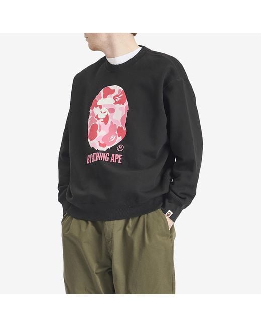 A Bathing Ape Black Abc Camo Ape Head Relax Fit Crew Sweatshirt for men
