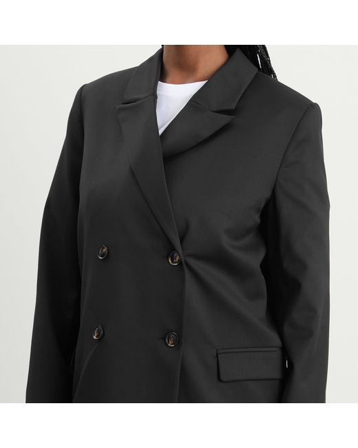 Ganni Black Calendered Wool Blazer