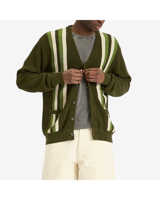 Beams Plus Green Stripe Cardigan for men