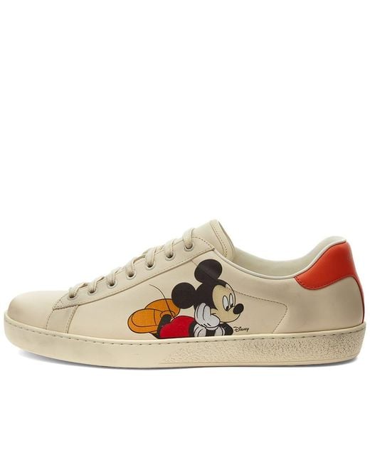 Gucci Mens White Men's X Disney Mickey Mouse New Ace Leather 