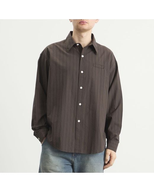 mfpen Brown Triple Stripe Essay Shirt for men