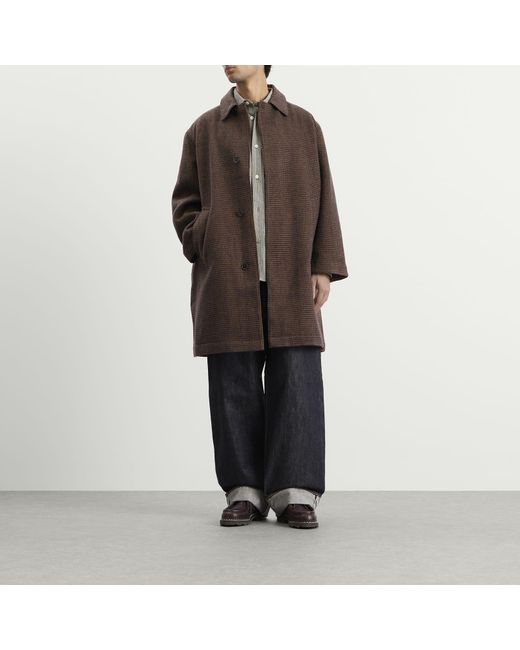 Universal Works Brown Wool Tweed Mix Stan Coat for men