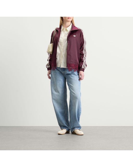 Adidas Purple Firebird Satin Lace Track Top