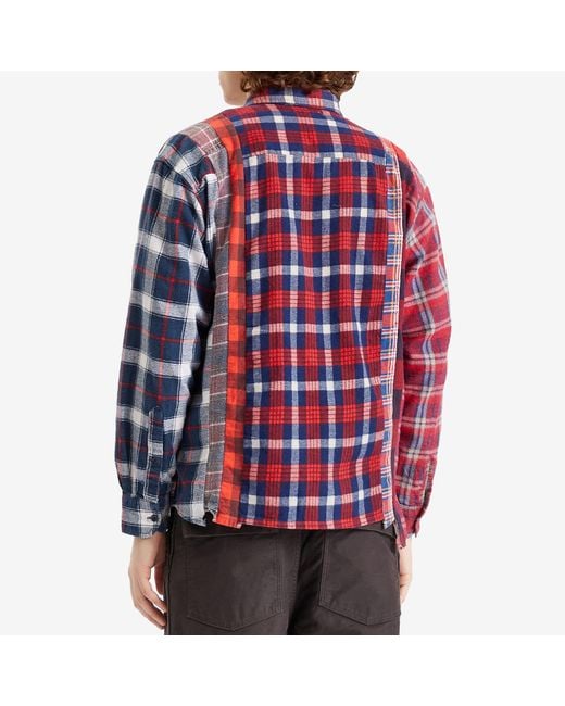 Needles Blue Rebuild 7 Cuts Flannel Shirt for men