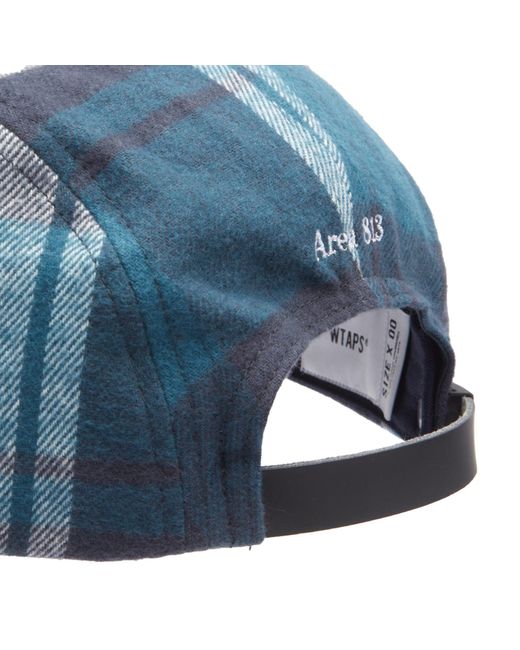 (w)taps Blue 01 Checked Wool Cap for men