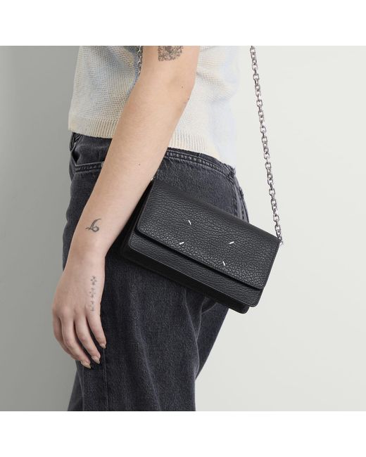 Maison Margiela Black Large Wallet With Chain