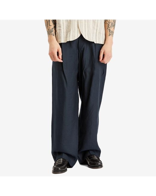 NN07 Blue Kay Linen Blend Trousers for men