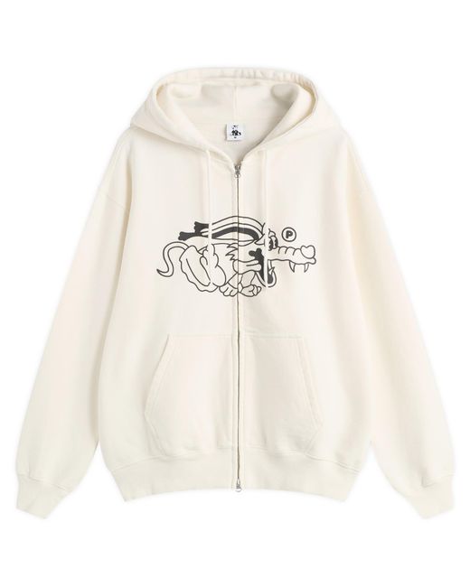 Pawa Speed Sports White Doggo Zip Hoodie for men