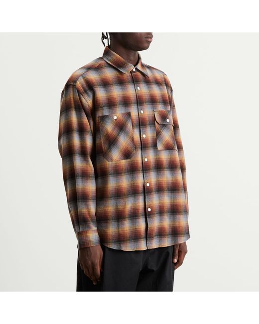 FRIZMWORKS Brown Flannel Check Work Shirt for men