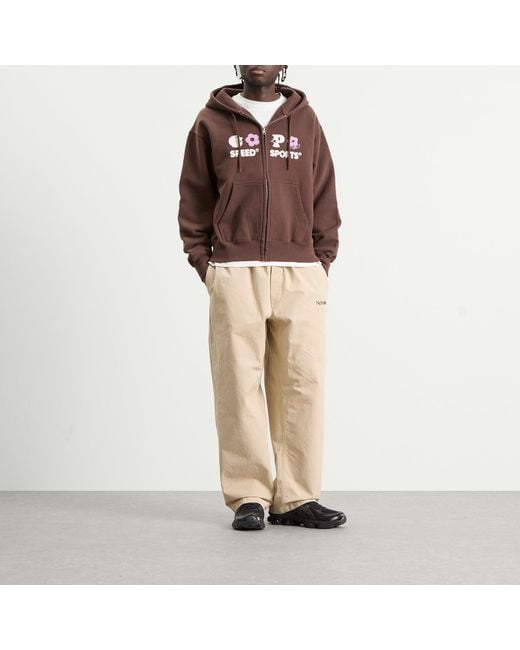 Pawa Speed Sports Brown Multi Monogram Zip Hoodie for men