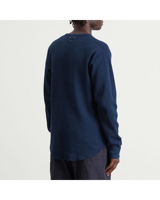 Nanamica Blue Crew Neck Thermal Sweatshirt for men