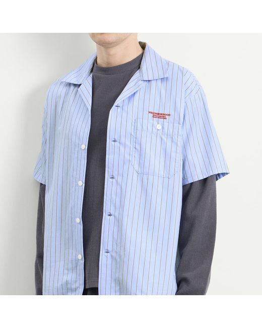 Neighborhood Blue Stripe Vacation Work Shirt for men