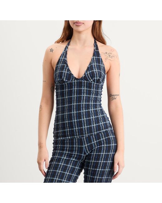 Peachy Den Blue Cindy Halter Top