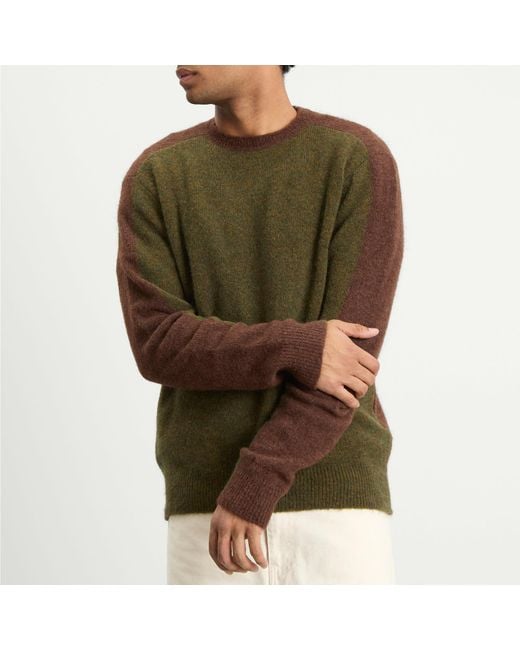 Forét Green Alpine Conrast Crew Neck Jumper for men