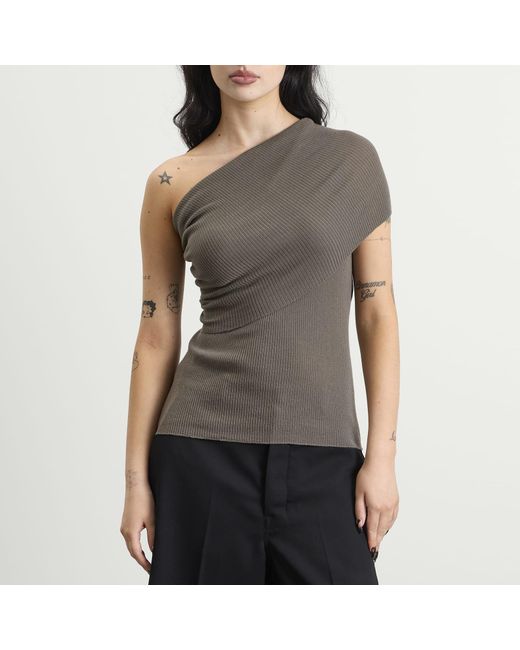 Rick Owens Gray Athena One Shoulder Top