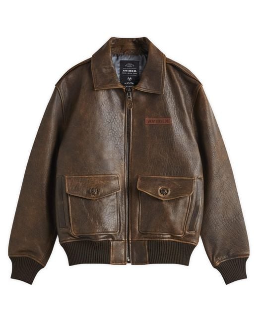 Avirex Sky Charmer A-2 Leather Jacket in Brown for Men | Lyst