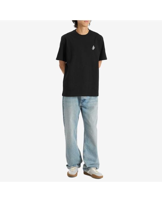 J.W. Anderson Black Jersey Anchor Embroidery T-Shirt for men