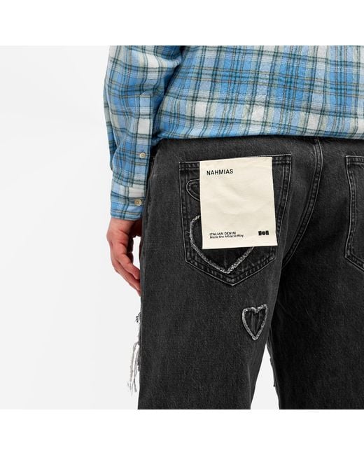 NAHMIAS Gray Heart Patchwork Jeans for men