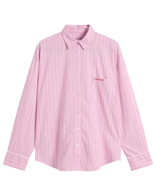 Calvin Klein Pink Cotton Poplin Pyjama Set