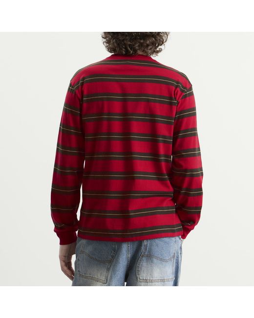 No Problemo Red Striped Ls Tee for men