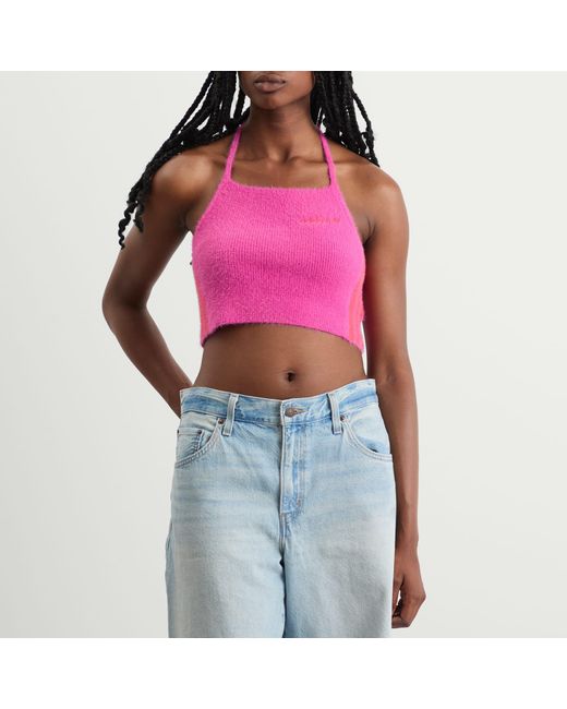 Adidas Pink Fluffy Knitted Halter Top