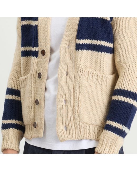 Universal Works Blue Langdale Chunky Knit Cardigan for men