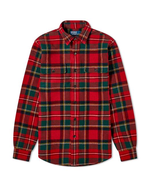 Polo Ralph Lauren Red Tartan Fleece Overshirt for men