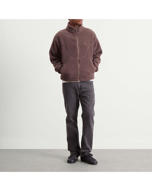 Dime Brown Polar Fleece Sherpa Zip Jacket for men