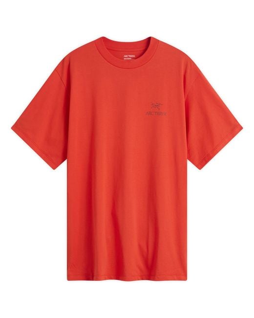 Arc'teryx Red Kragg Sl Cotton Bird Word T-Shirt for men