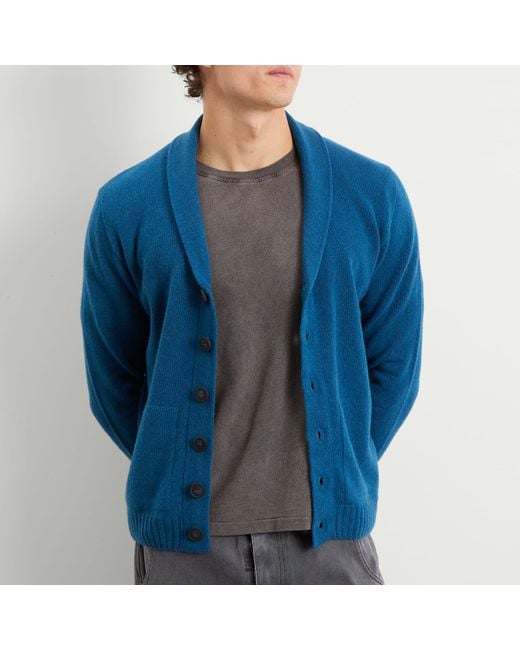 John Smedley Blue Rockford Cashmere Shawl Collar Cardigan for men