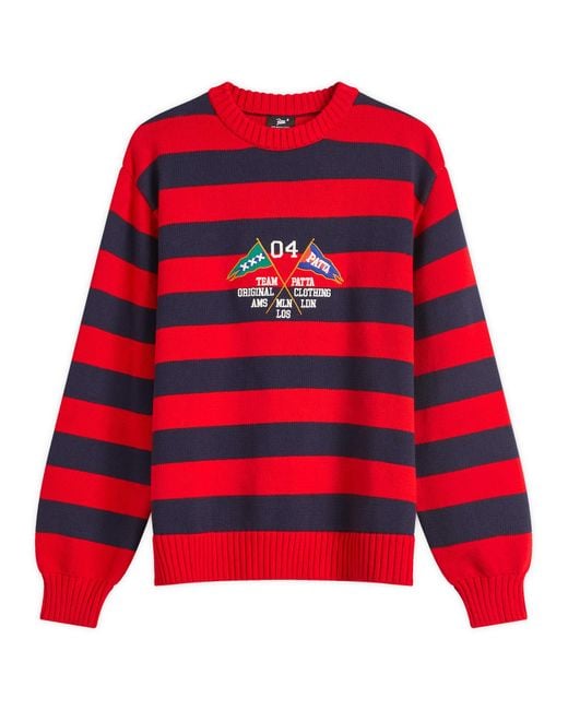 PATTA Red Stripe Flag Knit Jumper for men