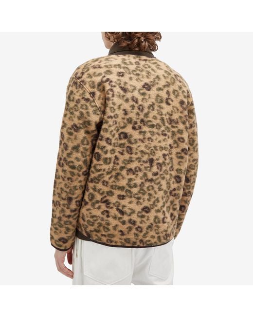 Universal Works Brown Leopard Wool Fleece Liner Jacket for men