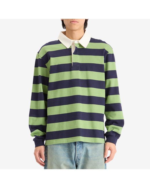 Palmes Green Striped Rugby Shirt for men